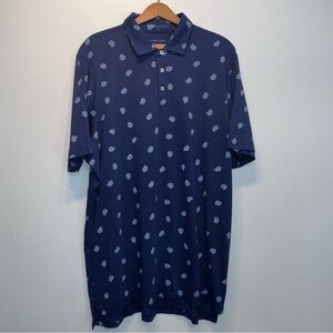 B. Draddy Polo Shirt Mens Sz Large Blue Geometric Paisley Golf Casual EUC